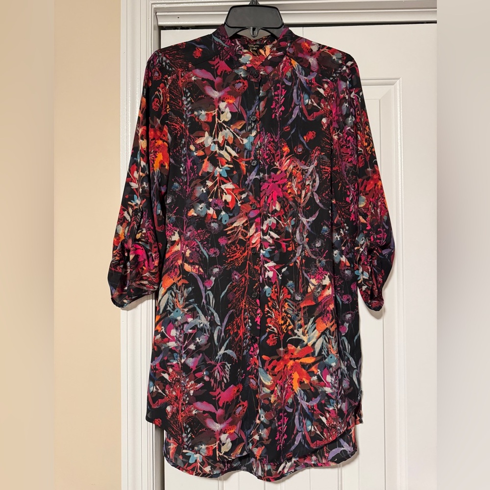 LNEW Cupio multicolor floral tunic blouse, sz small